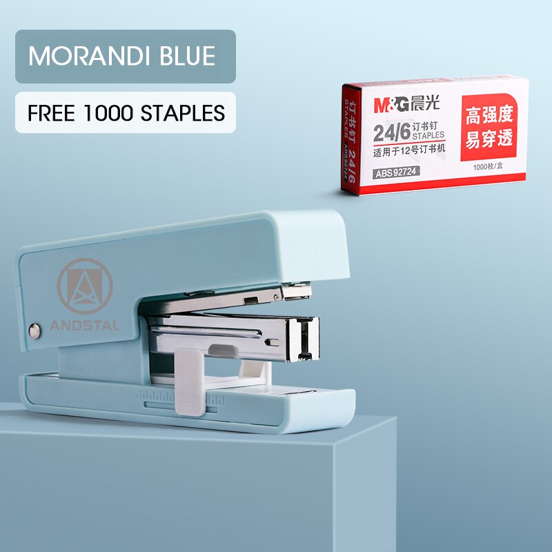 M&amp;G Multi-function Modern Stapler With Staples Room 25 Sheets Effortless Paper Book Binding Stapling Machine Office Supplies: Blue color 1 pc