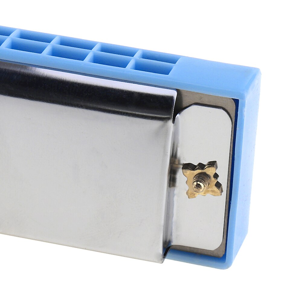Metal 24 Holes Complex Tone Blues Harmonica Wind Instrument for Beginners and Harmonica Lover