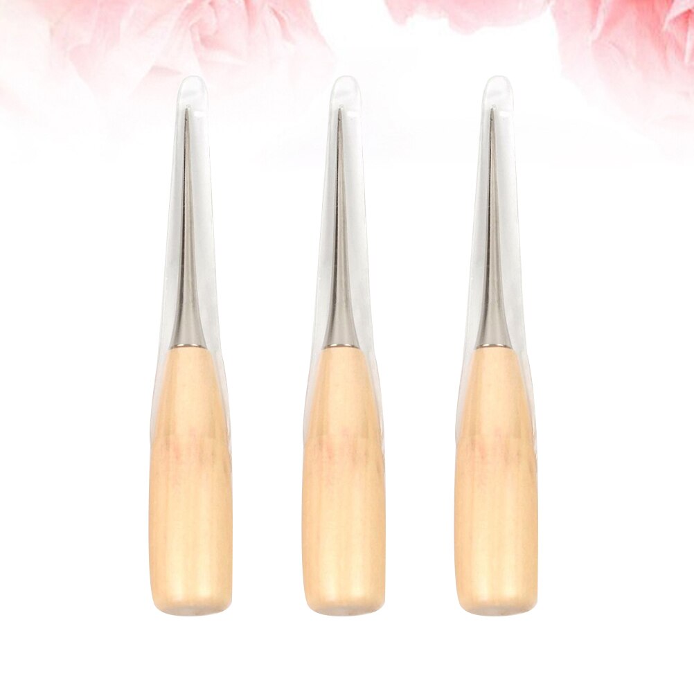 3Pcs Naaien Priem Ronde Gat Naaien Priem Houten Handvat Priem Voor Home Shop Dorm: Default Title