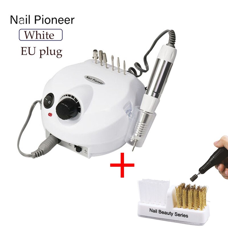 30W 35000 Rpm Professionele Elektrische Nagel Polijstmachine Mill Cutter Sets Voor Manicure Nail Art Equipment Tool: 30W White Brush