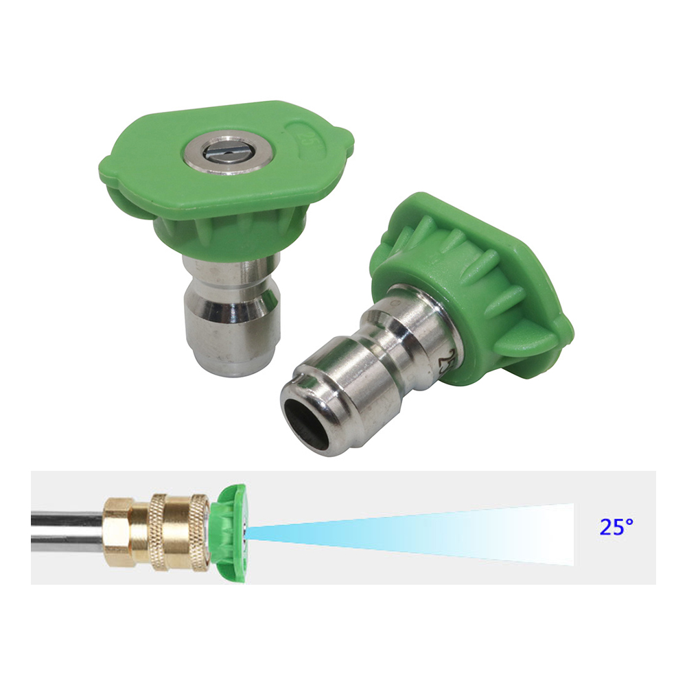 Boquilla de pulverización para lavadora de alta presión, conexión rápida de 1/4 ", 0 15 25 40 65 grados, punta para boquilla de jabón de riego, limpieza de jardín, 1 Uds.: Plata