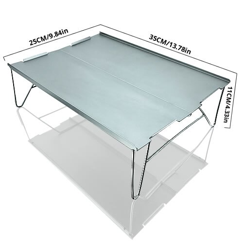 Table Pliante Camping Aluminium 70x40cm, 40kg, Crochet Intégré, Portable