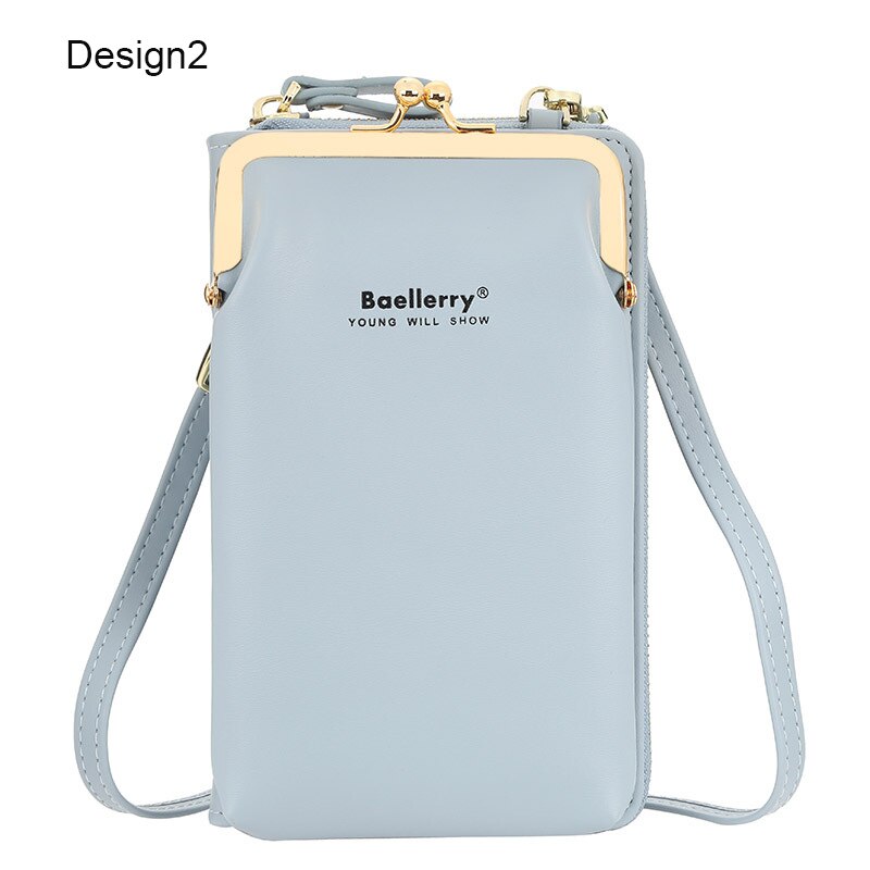 Colorful Small Cellphone Bag Female Daily Use Shoulder Bags Women Leather Mini Crossbody Messenger Bag Ladies Purse: Design2 Blue