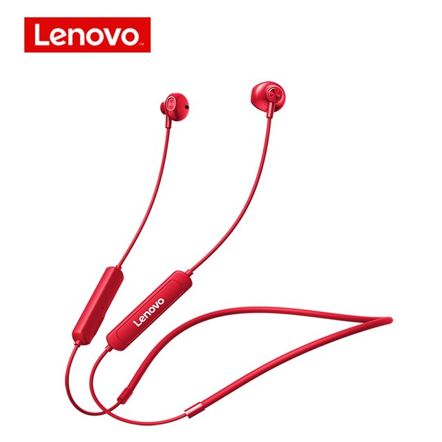 Lenovo SH1 Draadloze Koptelefoon Bluetooth 5.0 Nekband Hoofdtelefoon Hifi Sound Sport Headset Magnetische IPX5 Waterdichte Oordopjes Met Microfoon: red