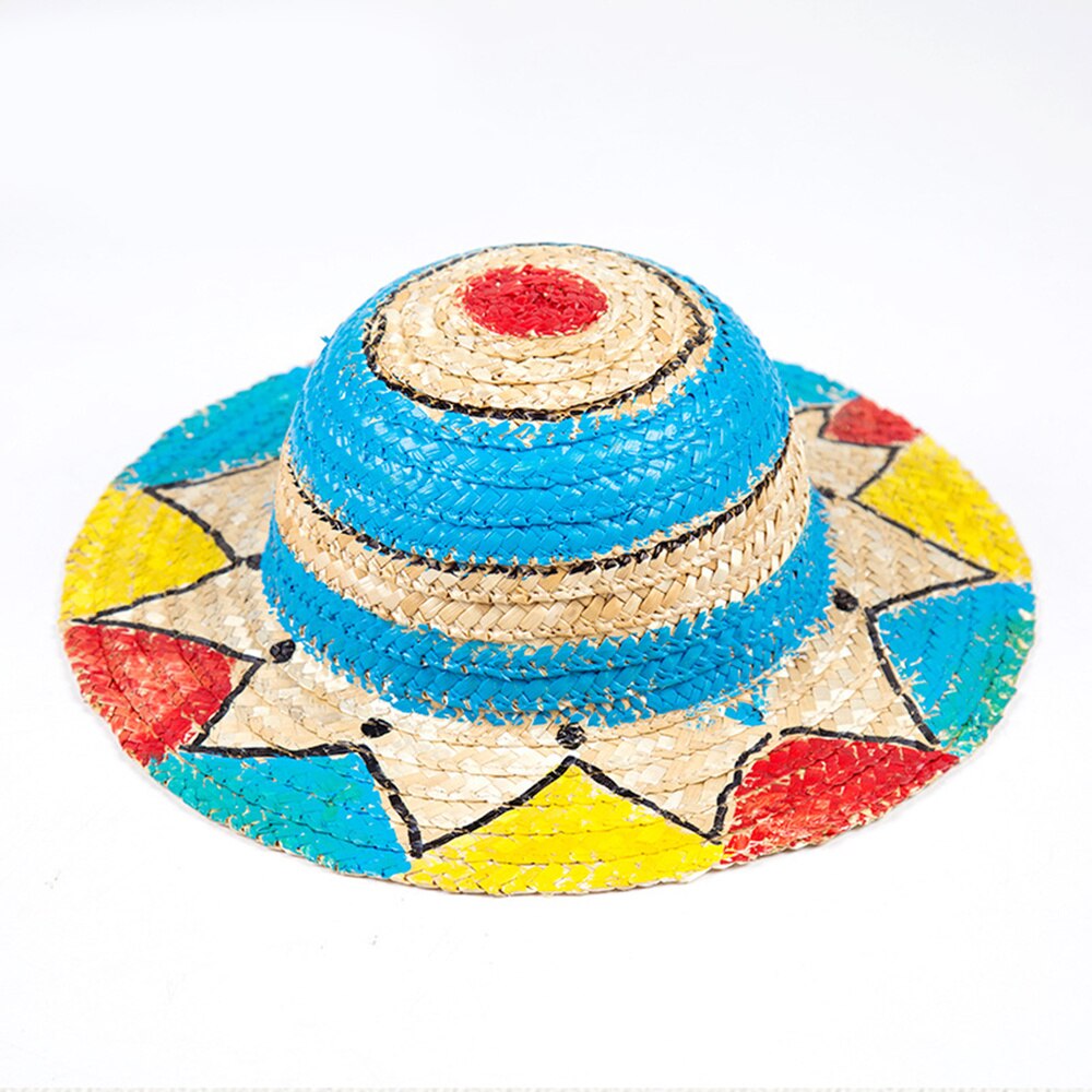 1Pc Children Painting Straw Hat DIY Painting Props for Kids Kindergarten Nursery (Diameter 32cm)