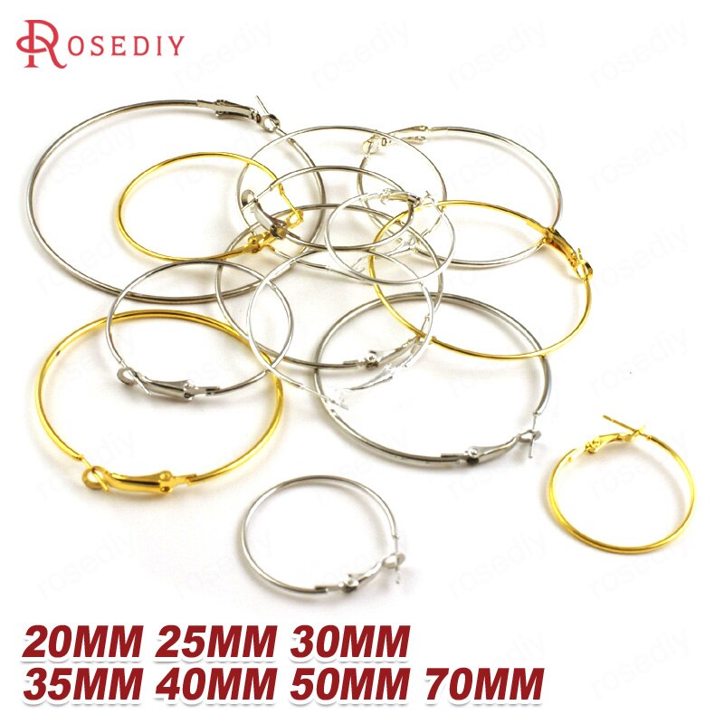 50PCS Diameter 20MM to 70MM Iron Hoop Earrings Big Loop Earrings Ring Diy Jewelry Findings Accessories