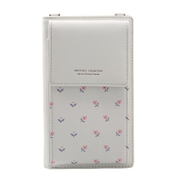Último dia 70% de desconto! Tudo-em-um crossbody saco de telefone feminino ombro mensageiro bolsa multi-função bolsa carteira saco de cartão: Gray-flower