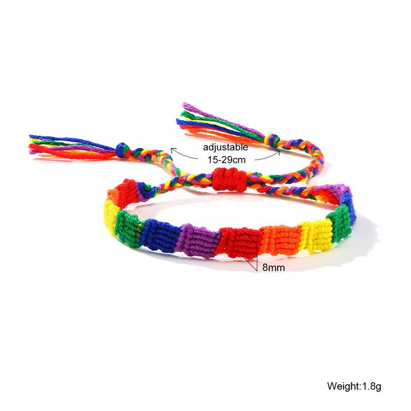 Simple Brazilian Nepal Rainbow Lesbian LGBT Pride Gay Pride Woven Braided Rope String Strand Friendship Bracelet: 10