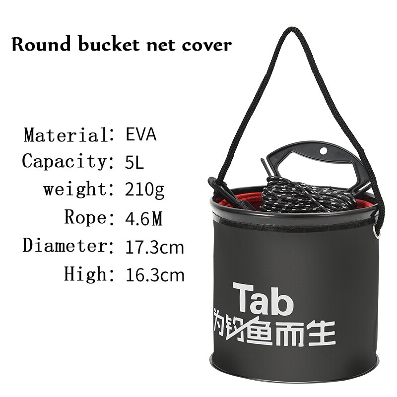 Verdicken EVA Außen Klapp 5L Angeln Eimer Live Fisch Box Auto Waschen Badezimmer Küche Eimer Angeln Köder Eimer Tackle Werkzeuge: net cover and rope