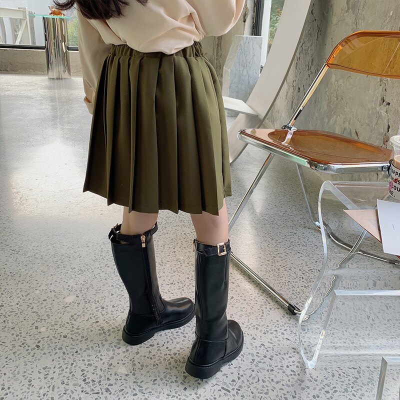 Gonne a pieghe verde primavera per bambina gonna per bambina carina 2-7Y