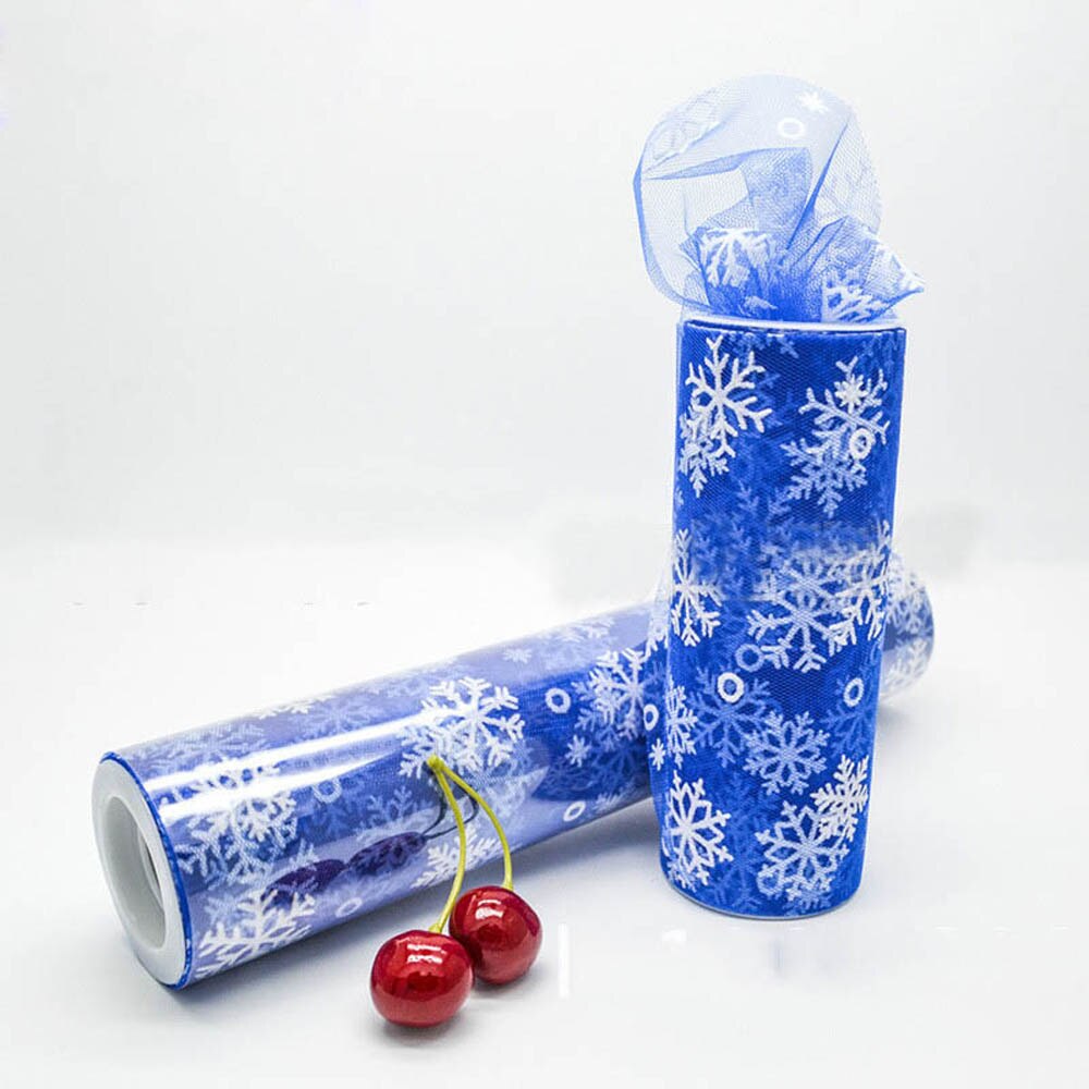 10 yard*6 inch Snowflake Tulle Roll Wedding Background Decor Girls Tutu Skirt Baby Shower Birthday Supply One Spool Roll: dark blue