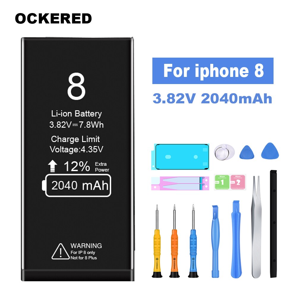 Ockered Batterij Voor Iphone 7 Voor Iphone 6S Batterij Vervanging Bateria Voor Iphone 5S 5C 6 7 6plus 7Plus Telefoon Batterij Met Gereedschap: For iphone8 2040mAh