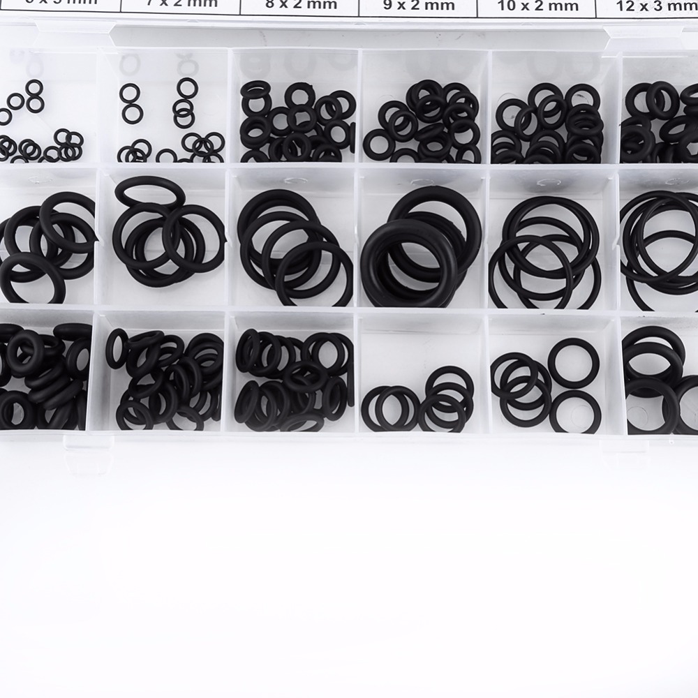 225 stk / sæt sort gummi o-ring sortiment sæt hydraulisk vvs pakninger pakning pakning o-ring forskellige størrelser