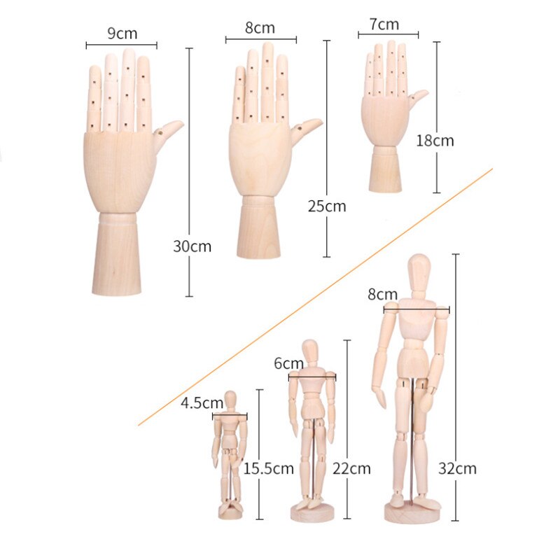 Wooden Hand Drawing Sketch Mannequin Model Wooden Mannequin Hand Movable Limbs Human Artist Model Office Desktop Ornaments