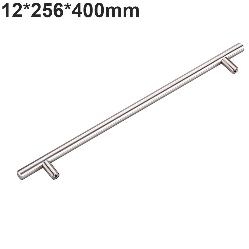 Poignée pratique en acier inoxydable pour porte de cuisine, barre en T, bouton de traction pour armoire, tiroir, meuble, armoire, 12mm: 12x256x400mm