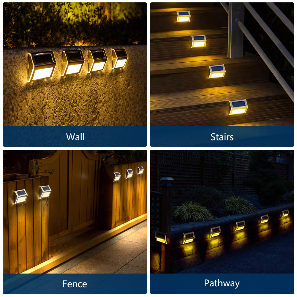 1/4/8Pcs Solar Step Lamp Path Waterproof Solar LED Light Fence Lights Outdoor Garden Lights Pathway Wall Lamp Railing Decoration