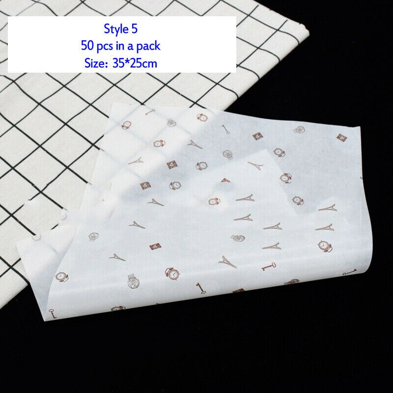 50 stk kakerull oljepapir brød smørepapir gjør-det-selv bakepakningspapir 35 x 25cm: E