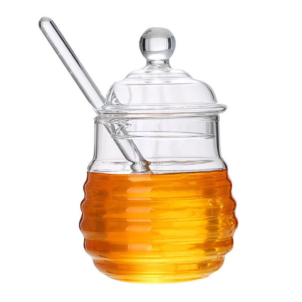 Frascos de vidrio de cristal de 245ml/265ml para miel, botella de jugo, recipiente para Miel de vidrio borosilicato resistente al calor con tapa: 245ML