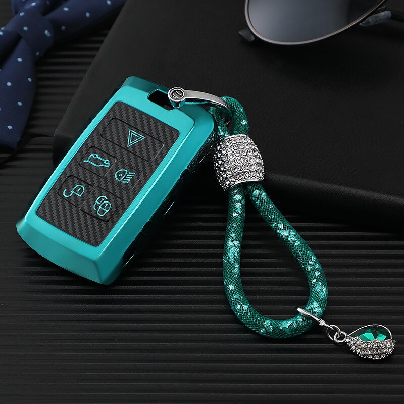 TPU Car Key Cover Full Case For Land Rover Range Rover Sport Evoque Velar Discovery 5 Auto Protective Accessories: B-green keychain