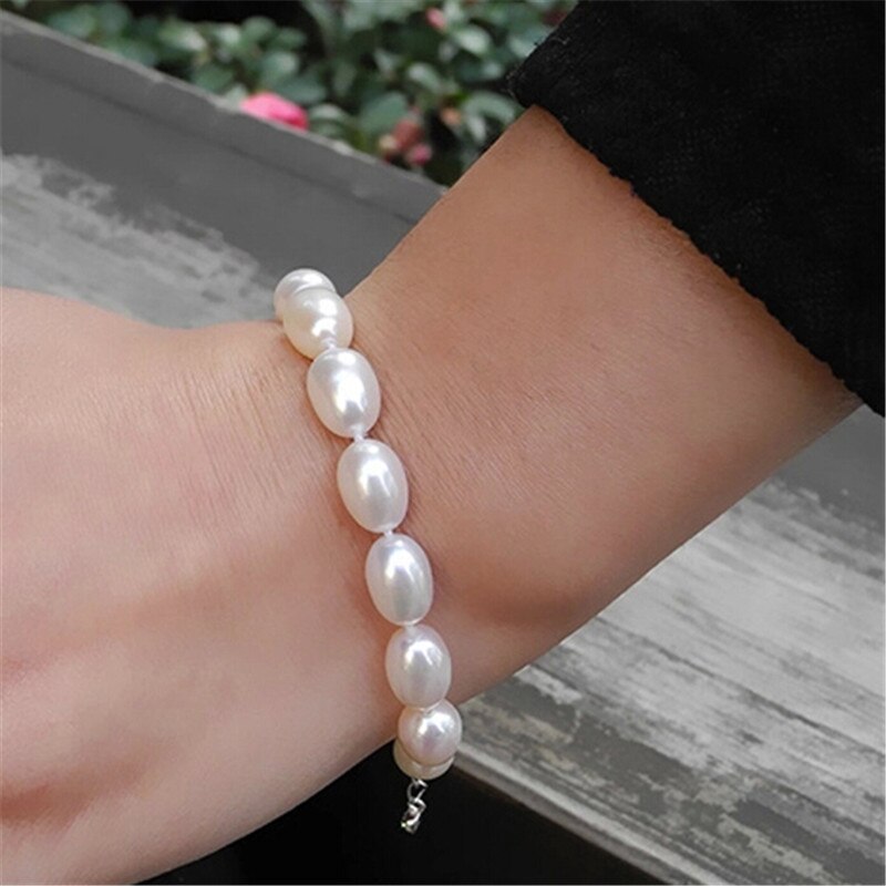 YIKALAISI 925 Sterling Zilveren Sieraden Charme Armband Parel Sieraden Natuurlijke Druppel Water Parel Armband Armband Voor Vrouwen