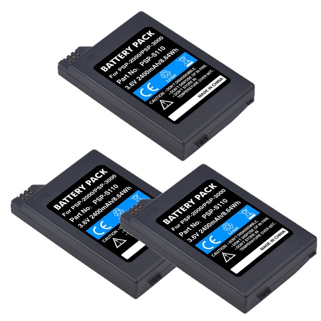 2400mAh PSP-2000 PSP-S110 bateria robić Sony PSP 2000, PSP 3000, PSP S110 kontroler: 3x bateria