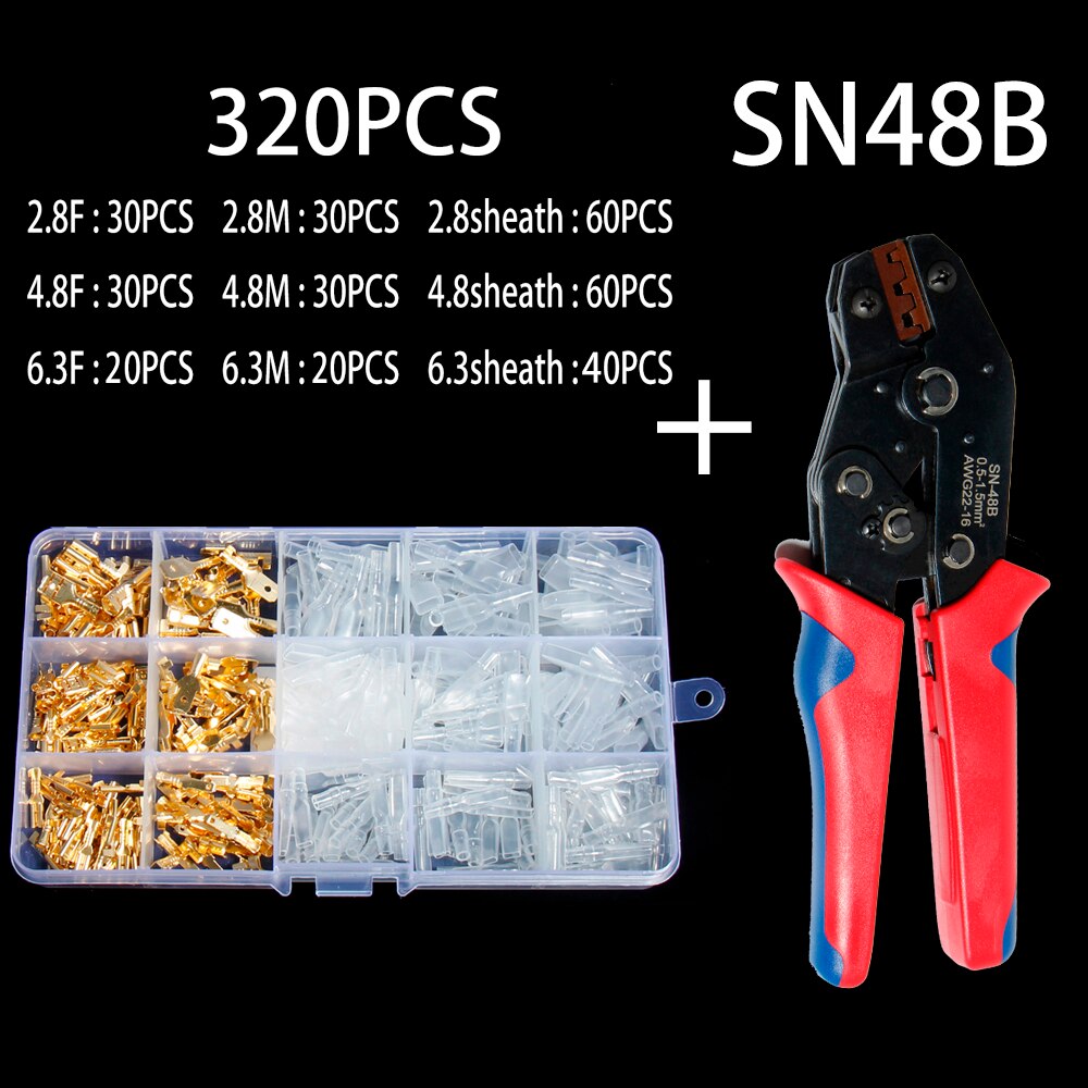 2.8/4.8/6.3mm SN48B golden box insulated wire crimp sheath wound connector plug press-insert spring insert quick simple terminal: 320 48B  J