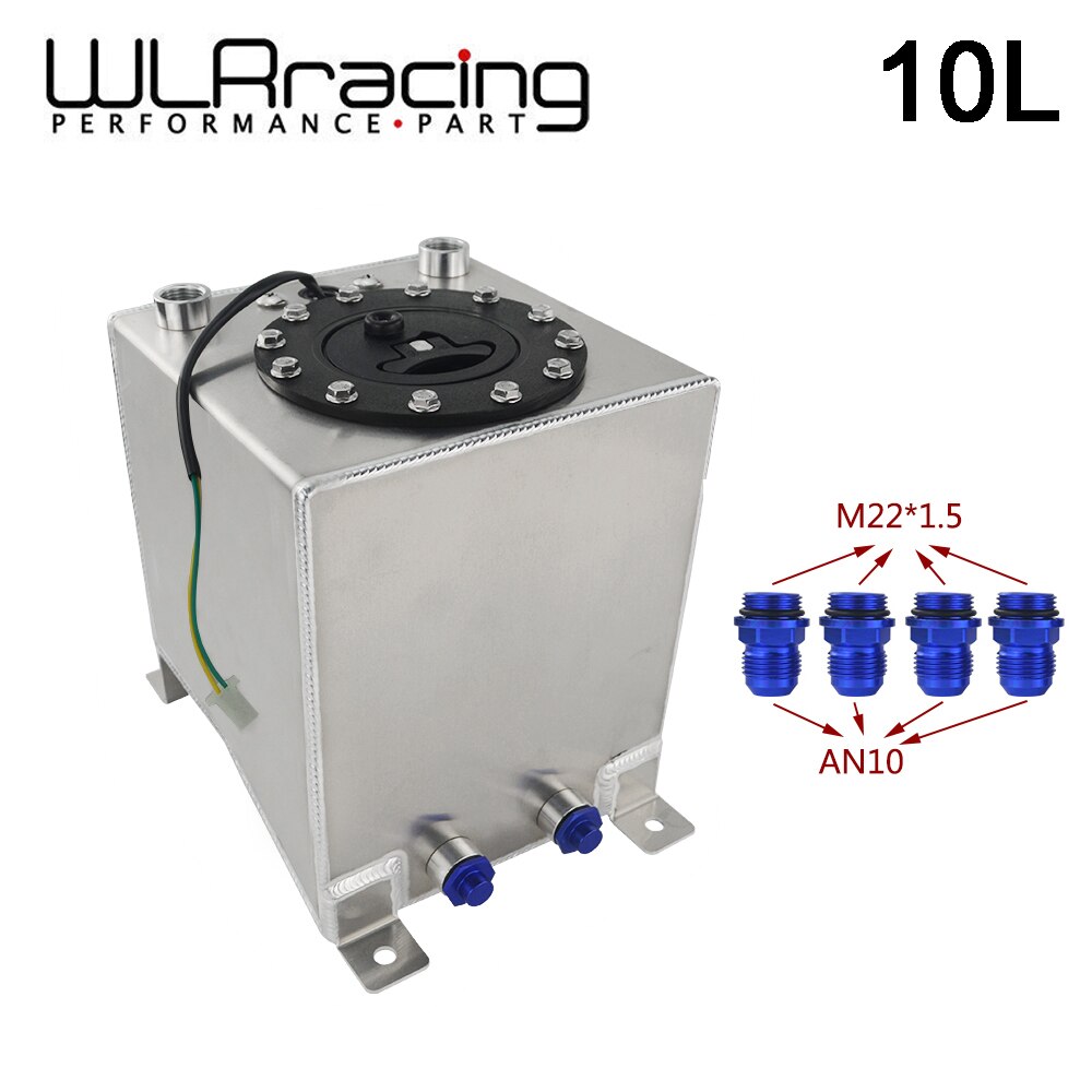 Wlr racing  - 10l aluminium brændstofoverspændingsbeholder spejl polsk brændselscelle med skum indeni/sensor wlr -tk38