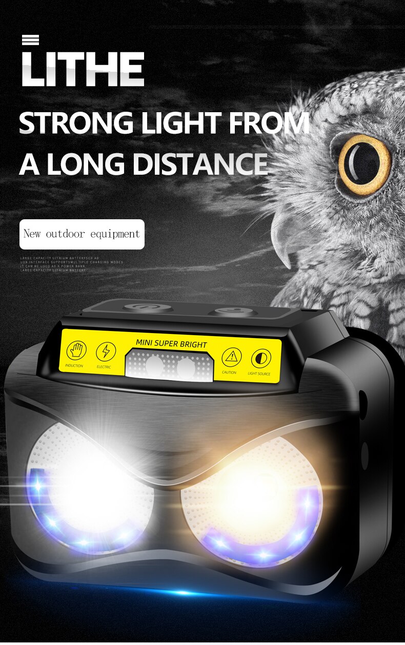 5V Draagbare Xpg + Cob Led Koplamp Usb Oplaadbare Camping Head Lamp Vissen Koplamp Zaklamp Waterproof Koplamp Torch