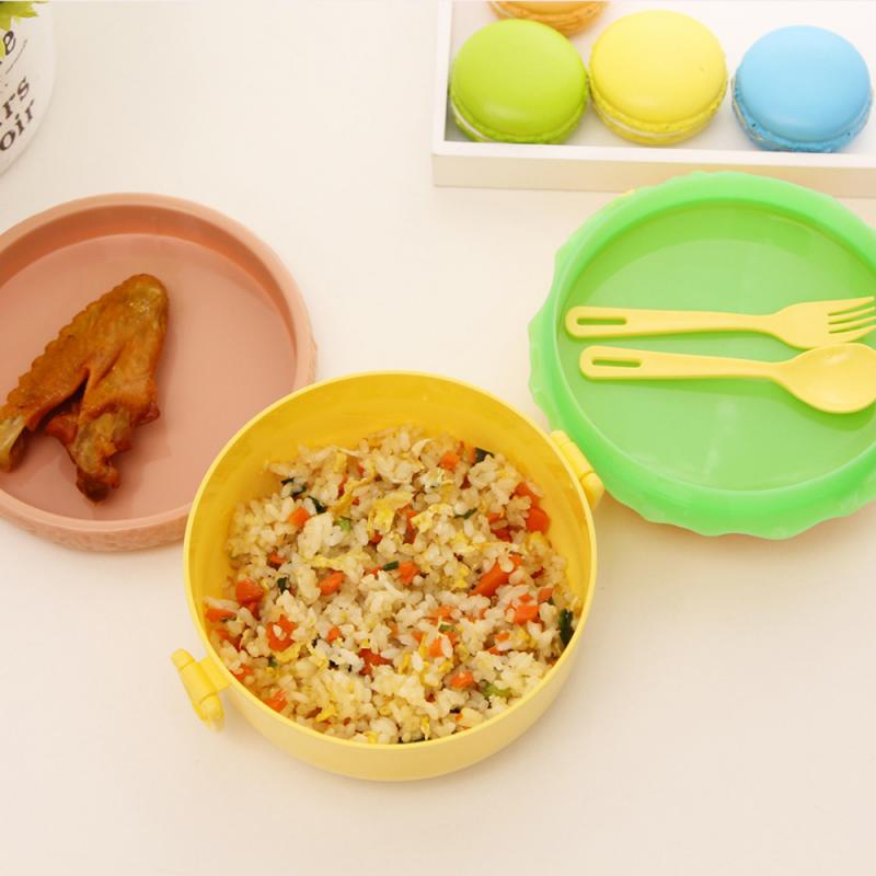 Søt hamburger dobbeltlags matboks burgerboks bento matboks låve skolemat container servise sett med gaffel låve
