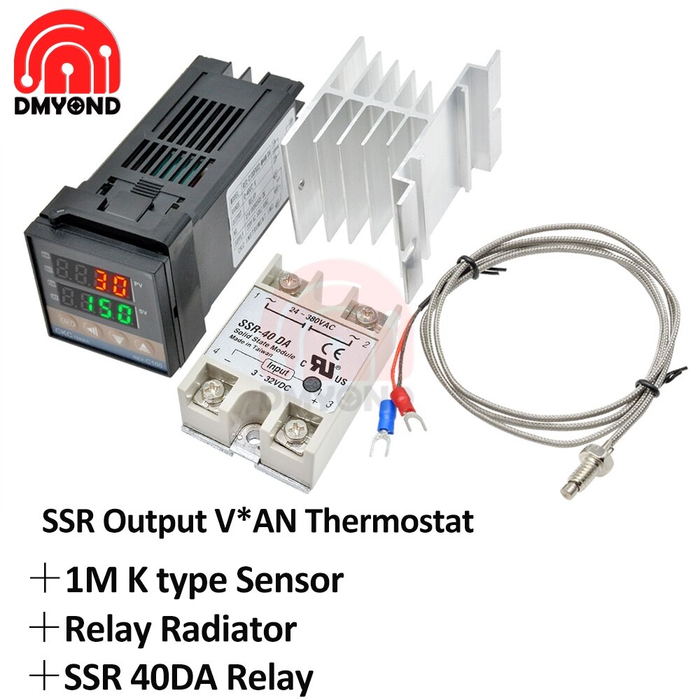 REX-C100 Digitale Thermostaat Temperatuurregelaar Pid Ssr 40DA Solid State Relais K Thermokoppel Sensor Relais Radiator: REX-C100 A