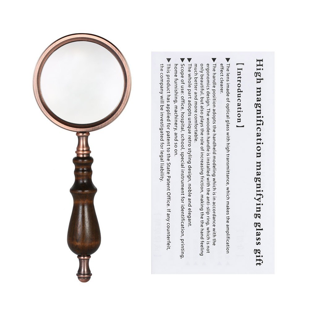 Handheld Magnifier 10X Reading Magnifying Glass Portable Jewelry Antique Loupe with High Magnification Power Lens