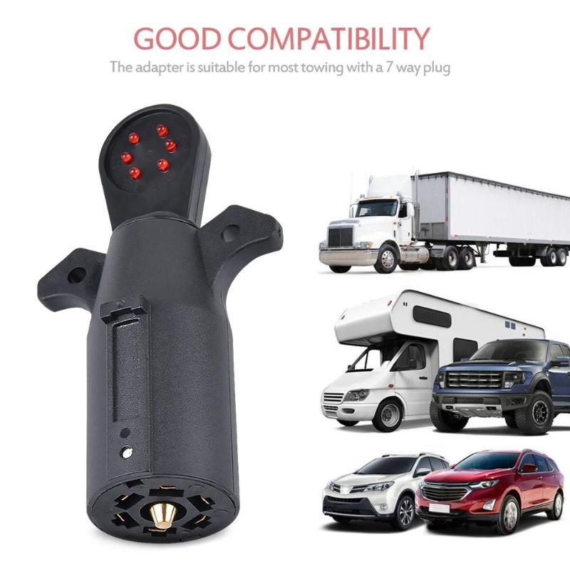 12V 7-Way Blade Trailer Wiring Tester 7-Pin Round Electric RV Blade Connector Tester With LED Indicator Auto Accessories