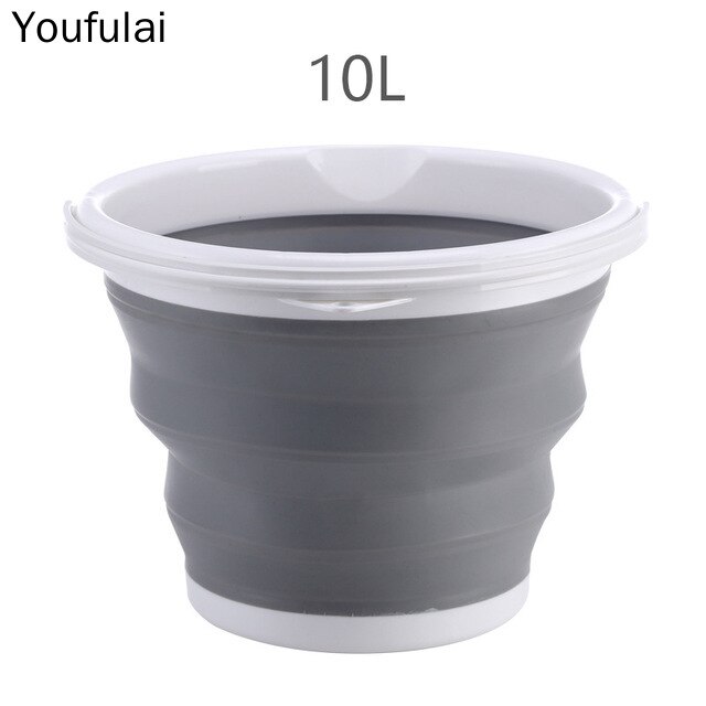 5c Bucket 10L/5L/3L Folding Water Bucket Collapsible Buckets Camping Outdoor Foldable Bucket Fishing Pot Durable Folding Bucket: 10L Grey