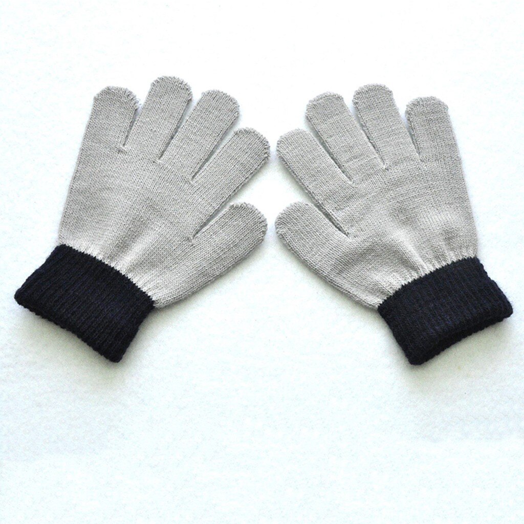 Kinderen Winter Handschoenen Tiener Jongens Meisjes Handschoenen Kids Magic Winter Handschoenen Volledige Finger Warm Gebreide Handschoenen: Gray