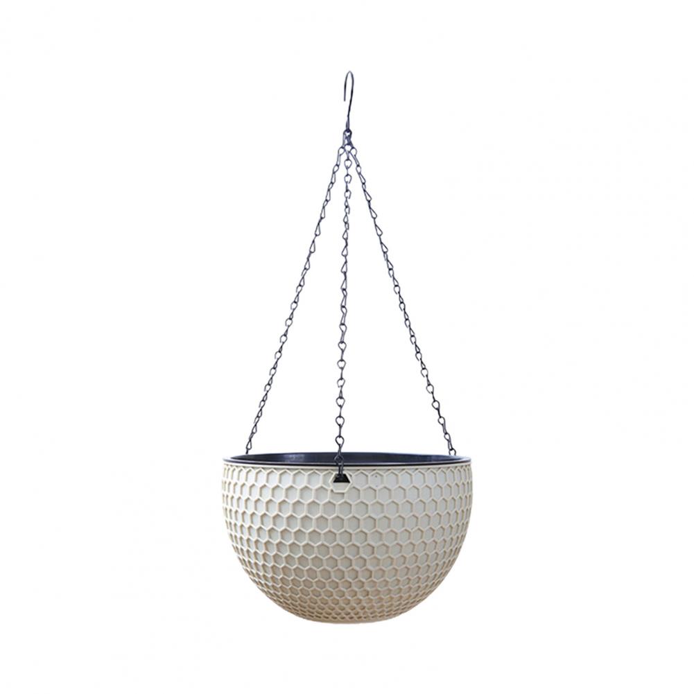 Beau pot de fleur extérieur en résine étanche, panier de plantes, auto-absorption d'eau, 3 Tan: Black