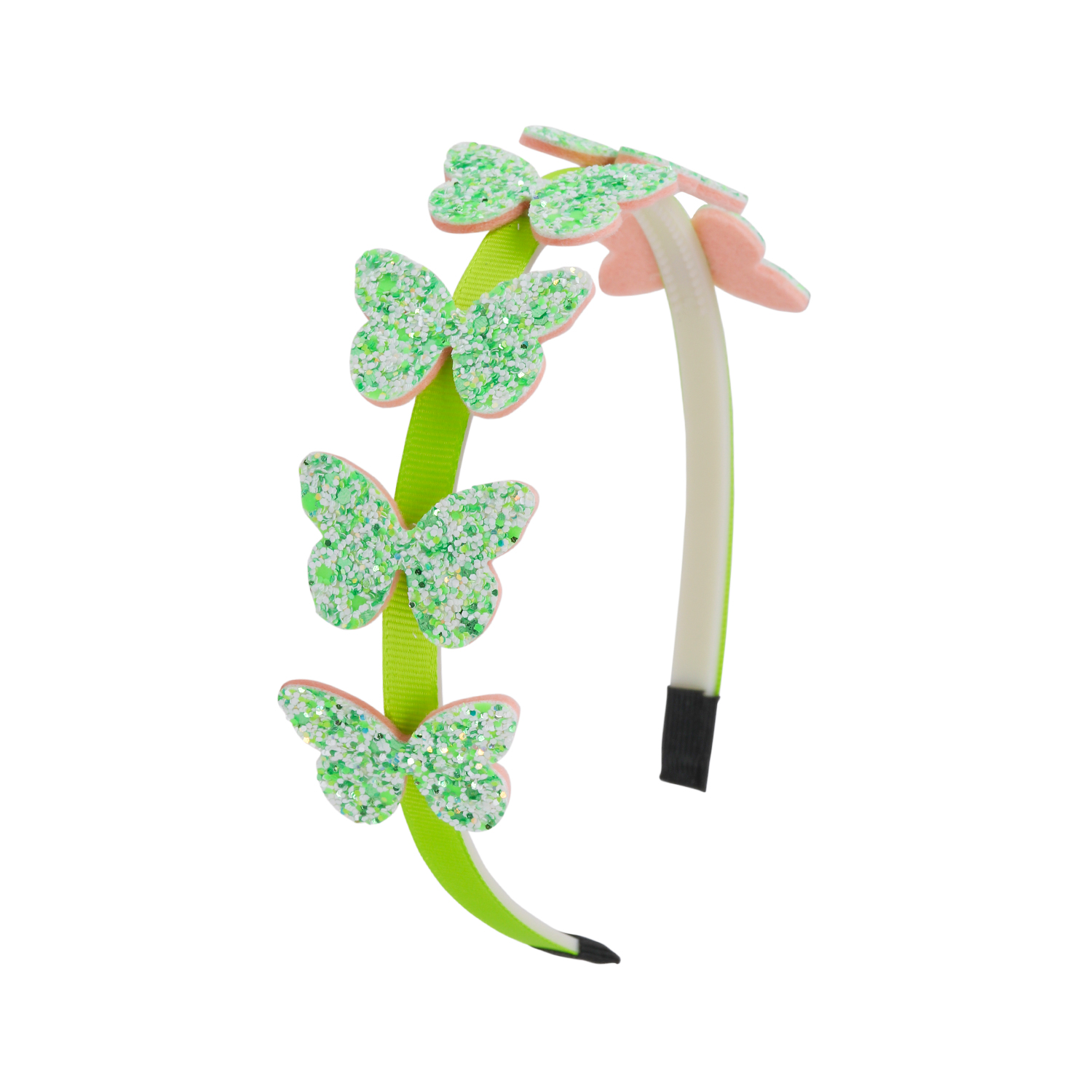 Diademas de mariposa para niñas, diadema brillante con forma de mariposa, diademas con dientes de plástico, accesorios para el cabello para niñas y niños: Negro