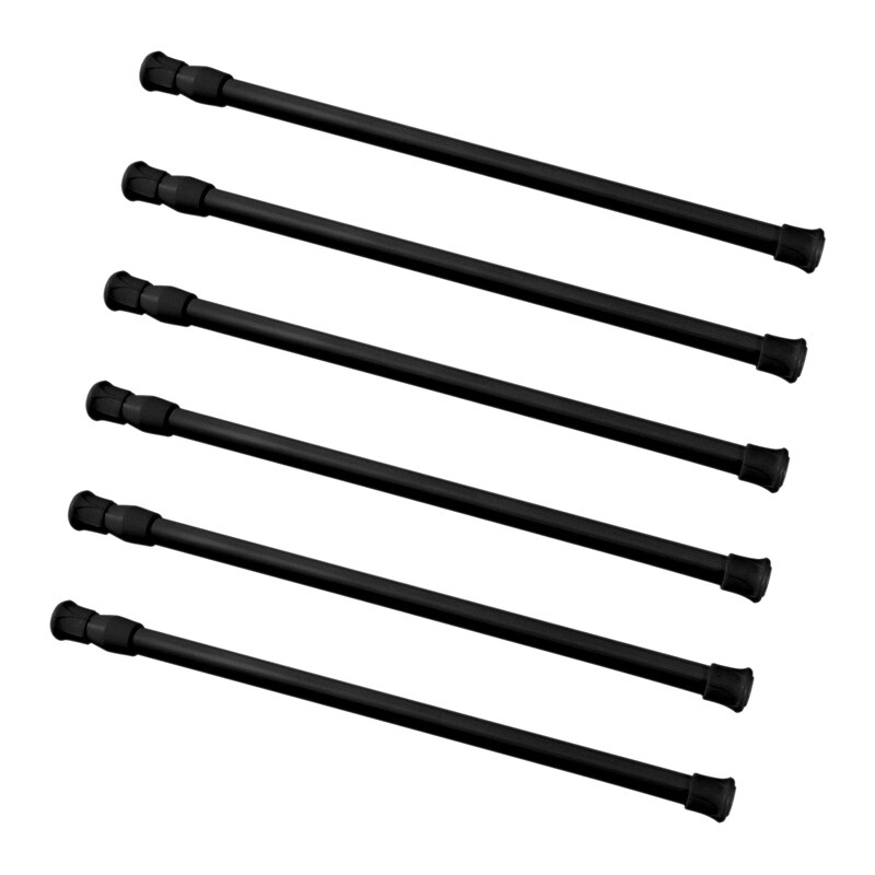 6 Packs Small Tension Rods for Cabinets Cupboard Bars for RV Closets Refrigerator Black Hanging Cloth for Curtain Wall Bathroom: Default Title