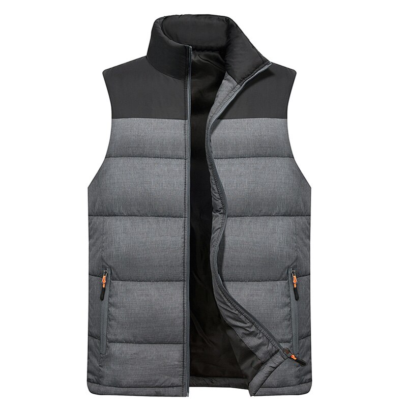 Mens Winter Mouwloze Jas Mannen Down Vest mannen Warme Dikke Hooded Jassen Mannelijke Katoen Gevoerde Werk Vest gilet Homme Vest: Light grey / XXL
