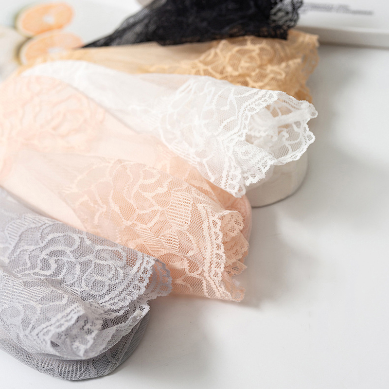 calcetines mujer calcetines tobilleros mujer calcetines invisibles mujer verano Lolita-Calcetines invisibles de encaje para mujer, medias finas, transparentes, antideslizantes y poco profundas, lote de 5 pares