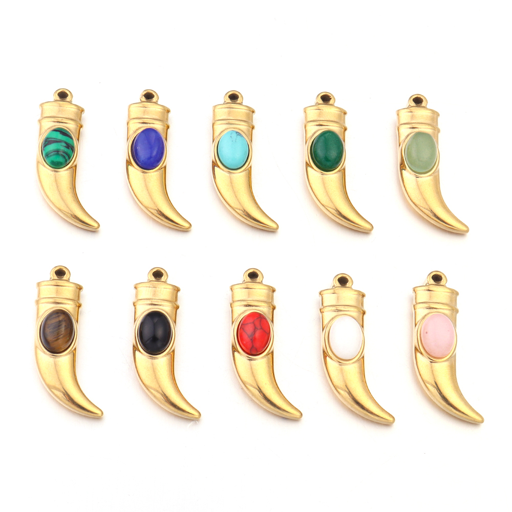 2 stk/parti rustfritt stål naturstein pepper øredobber anheng til diy halskjede smykker laging forsyninger blanding