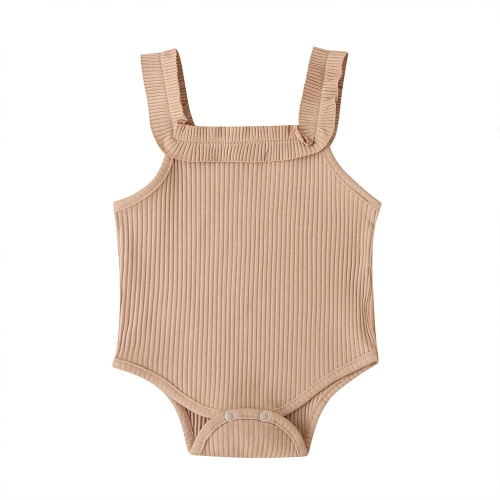 2022Children Summer Clothing Newborn Baby Boy Girl Knit Solid Ribbed Bodysuit Jumpsuit Cotton Outfits Sleeveless Sunsuit 0-24M25