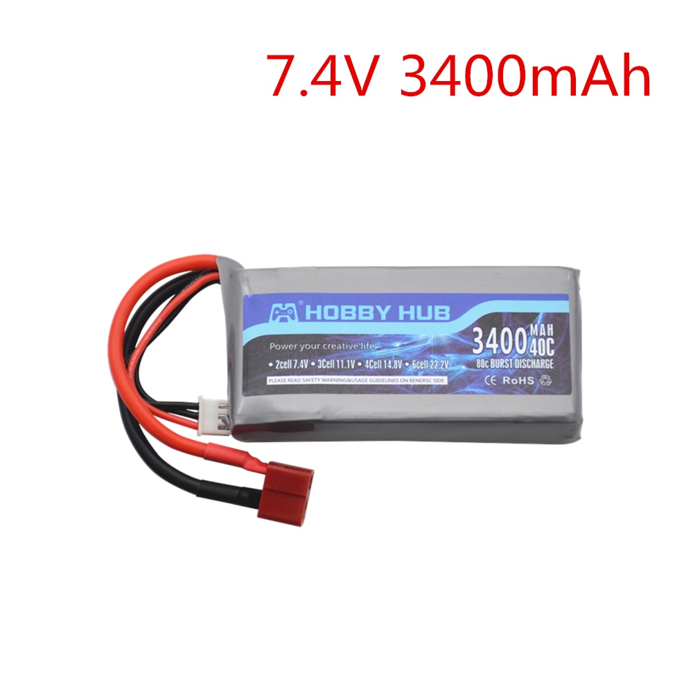Batería Lipo de 7,4 v y 3400mah para Wltoys 12428 12423, vehículo RC de cuatro ruedas, coche de control remoto, batería de 1500mAH, 7,4 v, 03 Q39 Feiyue, pieza de cargador de control remoto