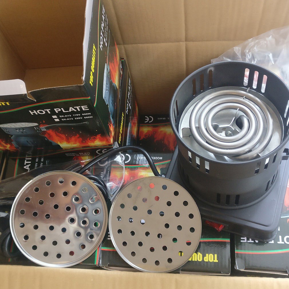 650W Metal Electric Charcoal Burner Including Removable Tray + Tongs