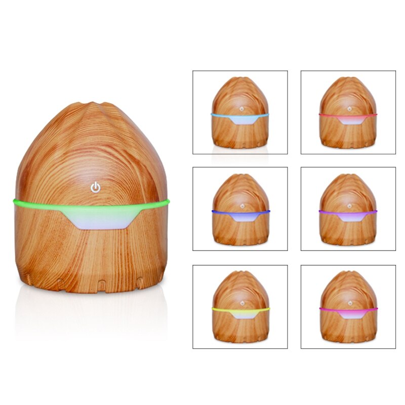 300Ml USB Electric Humidifier Essential Aroma Oil Ultrasonic Wood Grain Air Humidifier Mini Mist Maker LED Light