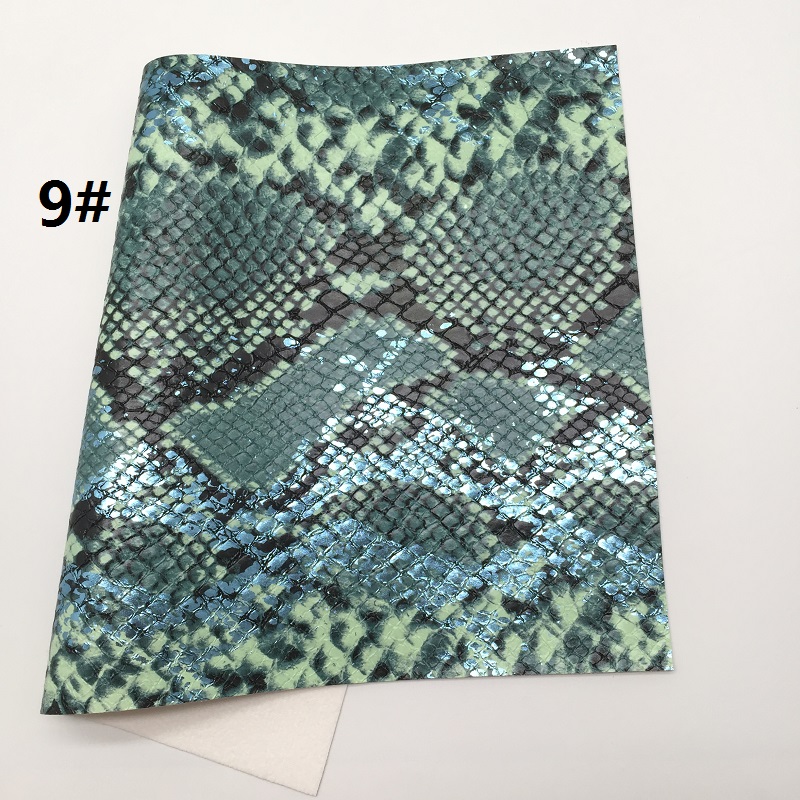 Tela metálica de piel sintética de serpiente, hojas de cuero sintético, para hacer lazos, R2033A, 21x29cm, 1 unidad: 9