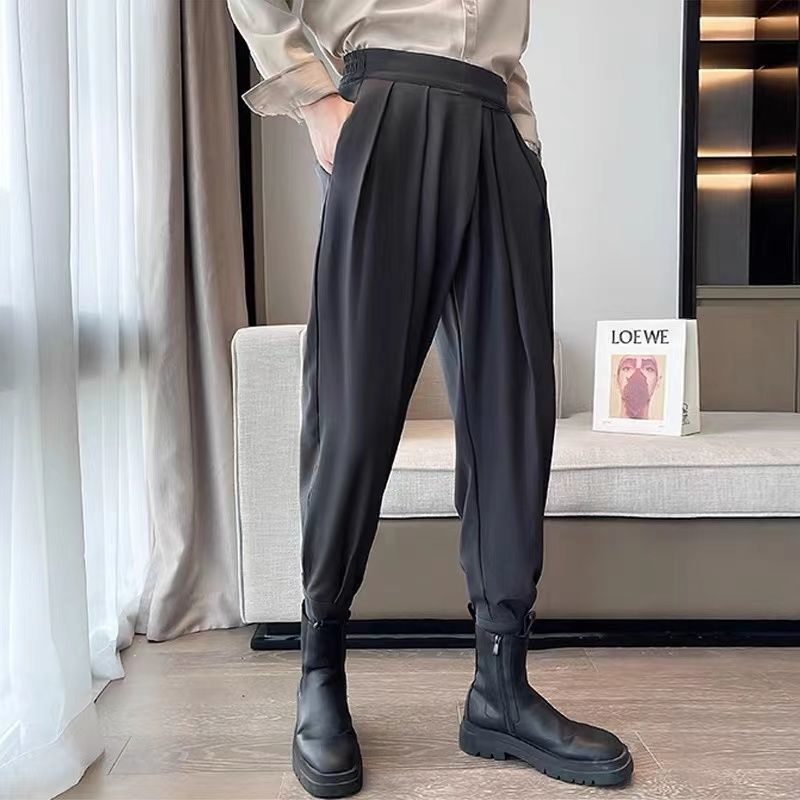 Pantalones de Velcro para hombre, botas Martin de tendencia, cintura elástica, pantalones casuales de gran tamaño, pantalones bombachos bonitos, Otoño e Invierno