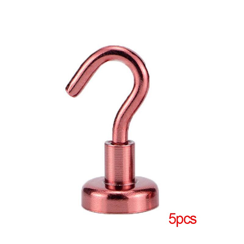 5pcs Stainless Steel Magnetic Hooks Powerful Hook Magnet Holder Hook Holder Tool Wall Suction Support Magnetic 10kg Hardwar Q3D2: Rose Gold