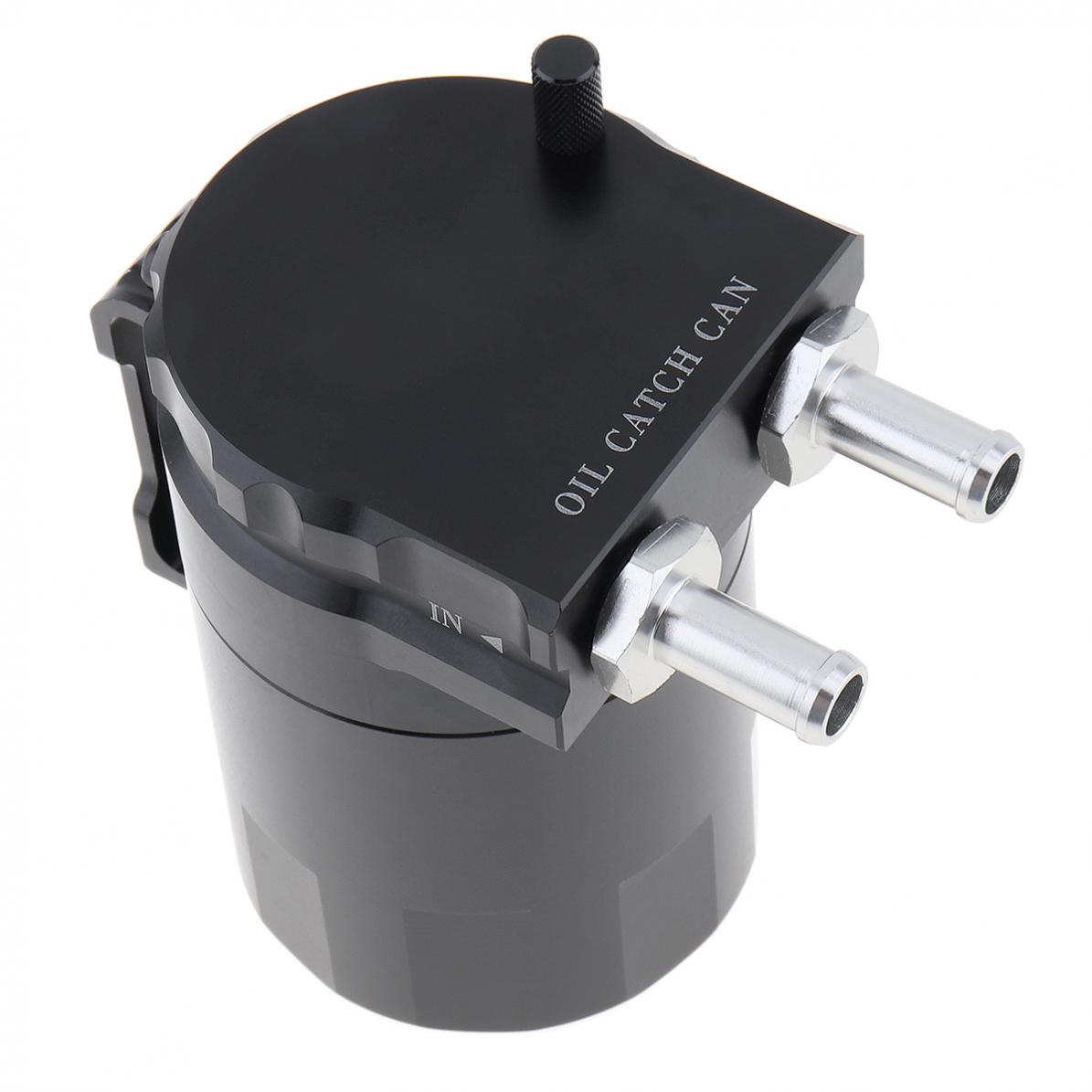 Black Aluminum Oil Catch Can Kit – Baffled Tank With Breather Filter – Universal