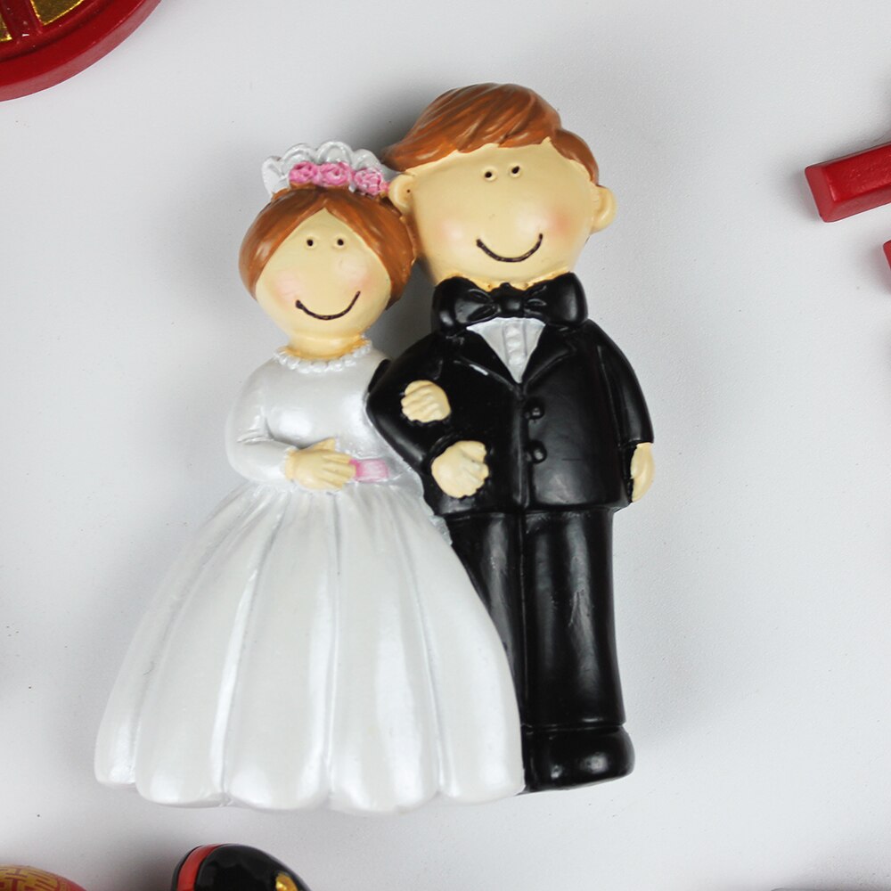 Red Heart Home Decoration Couple Refrigerator Sticker Romantic Wedding Polyresin Fridge Magnet Souvenir Decoration: Blue