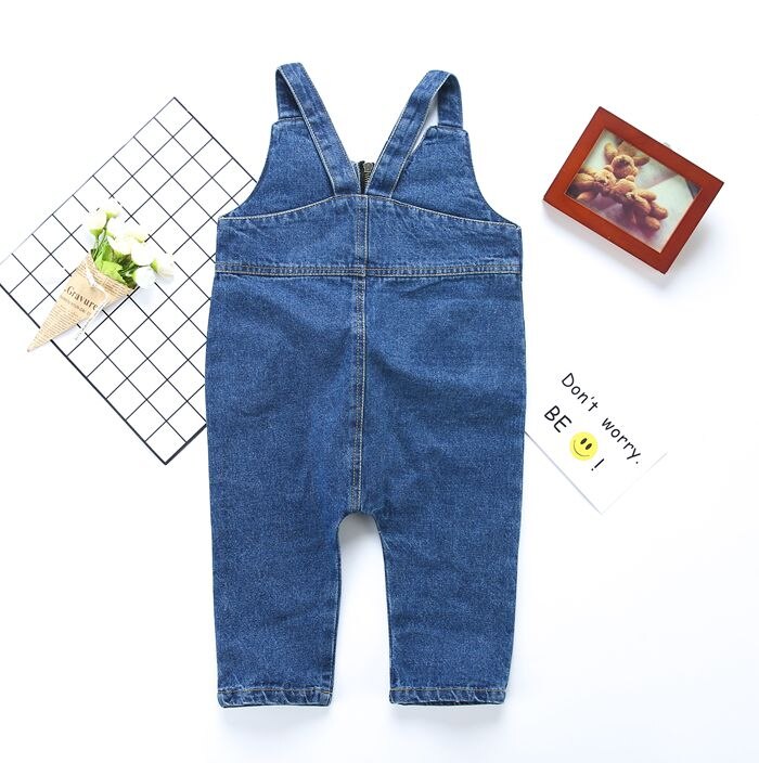 spring baby boy and girls Denim Bib children loose jeans rompers child zipper Jumpsuit